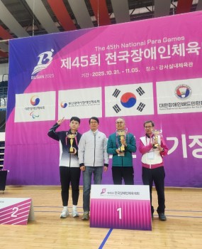 제45회 전국장애인체육대회 부산 종합 3위!금 65 · 은 87 · 동 119 = 총 271개 메달 획득 부산 선수단이 제45회 전국장애인체육대회에서 종합 3위라는 큰 성과를 거두었습니다!정말 자랑스러운 순간입니다특히 배드민턴 부문에서는* 금 3개* 은 6개* 동 14개총 23개 메달을 획득하며 뛰어난 활약을 펼쳤습니다.부산장애인배드민턴협회 김부회 회장(서구체육회 이사)님은 “선수들의 땀과 노력 덕분에 얻은 값진 결과입니다. 앞으로도 부산 장애인체육 발전을 위해 최선을 다하겠습니다.”라고 소감을 전했습니다.부산 선수단 여러분,그리고 지도자·관계자 여러분 모두 고생 많으셨습니다!부산의 저력을 보여주신 모든 분들께 뜨거운 박수를 보냅니다! 